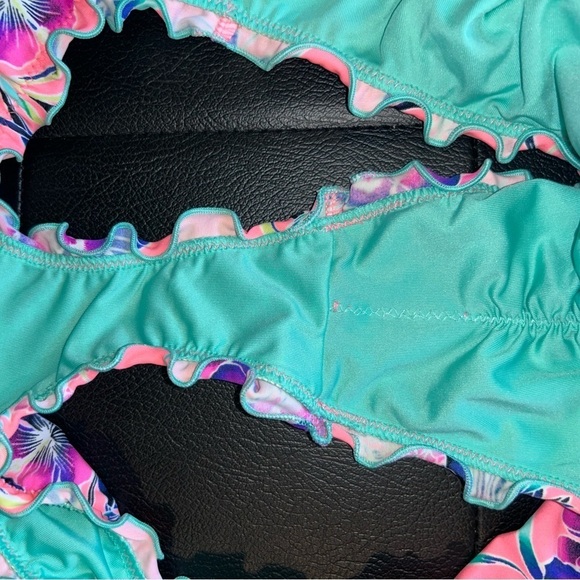 Shade & Shore Women's Shore Bikini Set Firey Coral Tropical 36 DD and Medium - Picture 8 of 10